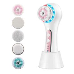 Electric Cleansing Brush LED Face Cleanser Brush IPX7 Waterproof Face Scrubber Deep Cleaning Exfoliation Face Spin Brush 240112