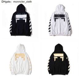 Stripe Painted Offs 2024 Fashion Sweater %60 Arrow Crow Off Style Trendy Loose Hoodie Men's and Women's CoatWhite RGRF