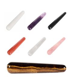 Crystal Massage Wand Natural Rose Quartz Amethyst Tiger Eye Slimming Face Magic Pleasure Wand for Women Massage Relaxation9222231