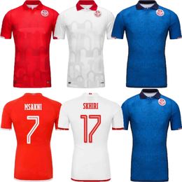 2024 Tunisia Soccer Jerseys Africa Cup National Team Maillot de Tunisie 24 25 MSAKNI HANNIBAL MAALOUL SLITI KHENISSI Home away GK Men Football Shirt Uniforms