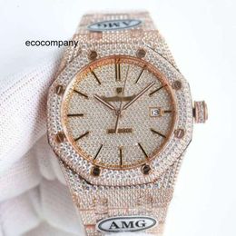 Aps Womens luxury diamondencrusted watch designer full diamond watch ice out men watch ap menwatch 6MNJ auto mechanical movement uhr crown bust down montre royal re F