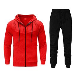 Men's Hoodie Cross-Border Foreign Trade Amazon Sports And Fitness Men's Autumn And Winter Printed Hoodie Set