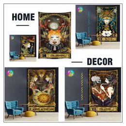 Tarot Tapestry The Moon Star Sun Tapestries Mediaeval Europe Divination Wall Hanging Mysterious Room Dceoration Home Decor Art 240111