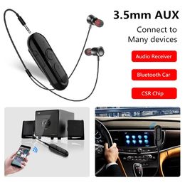 Adapter 28H Playtime Bluetooth 5.0 Audio Receiver with Earphone Mic 3.5mm AUX Jack Wireless Adapter Handsfree Call for Car kit Speaker