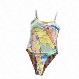 Women Bikinis One Piece Figure Pattern Swimwear Tanks Designer Bathingsuit Colourful Bra Bikini