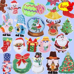 Christmas Anime Patch for Clothing Kids Snowman Tree Santa Claus Deer Stocking Iron on Carnaval Emblemen Embroidery Jacket a Sew