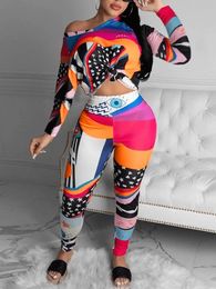 LW Plus Size Women Printed Slim Set Eye Star Mixed Print Pants Round Neck Daily Casual Long Sleeve Matching 240111