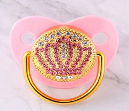 Bling Bling Pink Rhinestones Crown Baby Pacifier 018 Months Infant Dummy Cocka Chupeta Lollipop Baby Shower Gift8019932