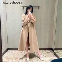 Maxmaras Womens Cashmere Coats Wrap Coat Camel Hair Wool National Smaxmaras 23 Autumnwinter Solid Color Mid Length Bathrobe Style Lace Up Elisa