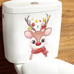 Merry Christmas Cartoon Series Personalised Toilet Wall Sticker Switch Decoration Removable Self Adhesive Window Navidad 240111