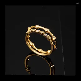 Cluster Rings Zircon Band Statement Set Brass With 18 K Gold Designer T Show Club Cocktail Party Ins Rare Elegance Japan Korean