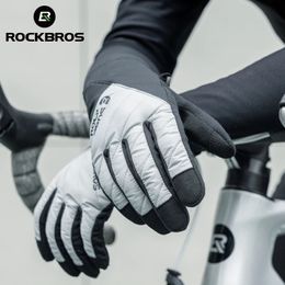 ROCKBROS Bicycle Gloves Breathable Non-slip Cycling Gloves Touch Screen Winter Thermal Warm Full Finger Glove Riding Gloves 240112