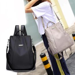 School Bags Women's Anti-theft Backpack Fashion Simple Solid Colour Bag Oxford Cloth Shoulder