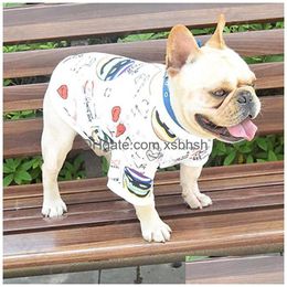 White Printed Dog Hoodie Fashion Luxury Plover Warm Shirt Coat Designer Thin Blouse Schnauzer French Bucket Drop Delivery Dh9Da