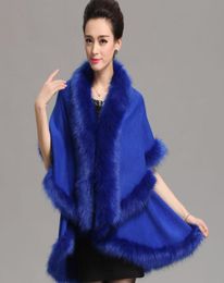 Royal Blue Faux Fur Shrug Cape Stole Wrap Shawl Winter Fall Bridal Prom Evening Pageant Party Elegant Regular Size Women Bolero Fa7143638