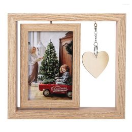 Frames Po Frame Double Sided Rotating Wooden Picture Gift For Dad Husband Men Engraved Heart Pendant Christmas Father