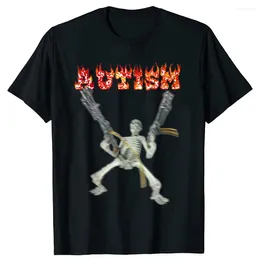 Men's T Shirts Funny Retro Autism Skeleton T-Shirt Men Women Neurodivergent Awareness Support Graphic Tee Halloween Gifts Clothes