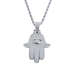 FashionHamsa hand pendant necklaces for men women Hand of Fatima diamonds necklace Judea Arab Religious Protector jewelry real go4161898