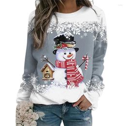 Women's T Shirts Women Fashion Christmas Snowman Print Tops Chic Festive Gifts Autumn Winter Long Sleeve O Neck T-Shirt Female Korean Casual