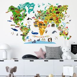 World Travel Map Block Wall Stickers Removable Decal for Display Window Nursery Study Room Decor Art Selfadhesive Posters Mural 240112