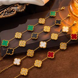 18k Gold Plated Luxury Designer Charm Bracelet Four-leaf Clover Designer Jewelry Elegant Mother-of-pearl Bracelets for Women High Quality Jewelry No Box+6 3E0Z