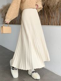 TIGENA Knitted Long Maxi Skirt Women Fall Winter Casual Solid Thick Warm A Line High Waist Ankle Length Female Ladies 240112