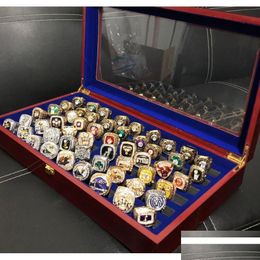 Solitaire Ring 55Pcs 1967 To 2023 Basketball Team Champions Championship Set With Wooden Box Souvenir Men Women Boy Fan Brithday Gif D Otzjn