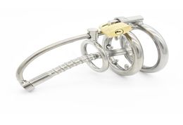 Stainless Steel Cock Cage Male Chastity Device with Catheter and AntiShedding Ring Virginity Penis Lock BDSM Sex Toys6334938