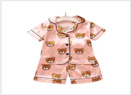 Designer Summer Children039s Pyjamas Sets kids designer clothes girls boys baby Cartoon Bear Home Wear TwoPiece Set ShortSlee8675967