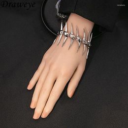 Link Bracelets Draweye Y2k Metal Punk Style Bracelet For Women Hiphop Vintage Ins Fashion Charm Jewellery Fishbone Gothic Pulseras Mujer