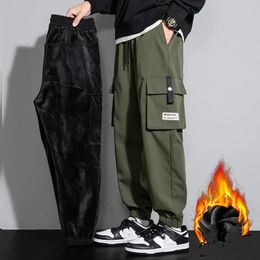 Men's Pants 2024 Winter Men Vintage Baggy Thicken Warm Mens Fleece Cargo Ankle-length Joggers Harem Oversize Trousers