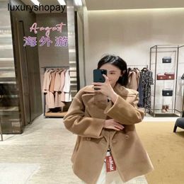 Maxmaras Womens Cashmere Coats Wrap Coat Camel Hair Wool 23fw New Studio Flip Collar Single Breasted Double Loose for Women