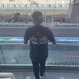 Designer Fashion Clothing Tees Hip Hop Tshirts Rhude Mclaren Trend Brand Formula One Racing Print Summer Loose Short Sleeve T-shirt Streetwear Sportswear K4H7