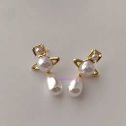 viviane westwoodly earrings Detachable Size Pearl Water Drops Saturn Earrings Female Planet Pearl Earrings