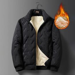 2024 Winter Man Jacket Lambswool Warm Thicken Jackets For Men Waterproof Jogging Casual Coat Men Fashion Loose Black Parke 240112
