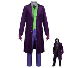 Dark Batman Knight Cosplay Purple Clown Heath Ledger Costume Thickened Jacket Uniforms for the Halloween Dance