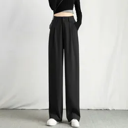 Women's Pants Wide Leg High Elastic Waisted In The Back Business Work Trousers Long Straight Suit For Summer