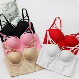 Women's Tanks Casual Women Crop Top Straps Push Up Bralet Sexy Camis Corset Bralets Party Club Wear Femme Vest Cropped Tank Mujer