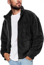 Men's Hoodies Pure Color Warm Cold-Proof Fleece Jacket Sports Casual Zipper Cardigan Sweater