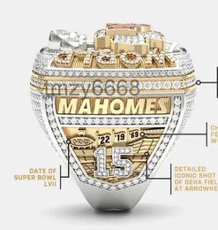 2022 2023 Kc Super Bowl Team Champions Championship Ring with Wooden Display Box Souvenir Men Fan Gift Drop Shipping 8PKA