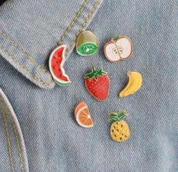 Fruit Brooch Pin Badge Watermelon Kiwi Strawberry Orange Banana Apple Pineapple Summer Cute Jewelry8963188