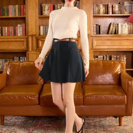 Skirts BP Women Vintage Corduroy Skirt With Belt Elastic Waist Mid-Thigh Slim Fit Above Knee A-Line Casual Fashion Lady Clothes