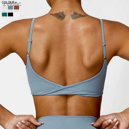 Yoga Outfit Bras Sexy Back Sports Underwear Women Solid Color Naked Feeling Yoga Bra Breathable Quick Dry Gym Running Top Female Workout Clothes YQ240115