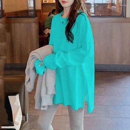 Women's T Shirts Fashion Loose Solid Colour Slit Asymmetrical T-Shirts Clothing 2024 Spring Oversized Casual Tops Korean Tee Shirt