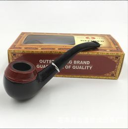 Smoking pipes Classic black pipe, entry-level curved filter pipe, rubber wood smoking set, color box packaging