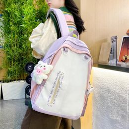 School Bags Patchwork Casual Backpacks Nylon Zipper Women's On Sale 2024 High Quality Capacity Multiple Pockets Student Backpack