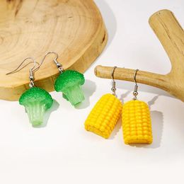 Stud Earrings Fun Simulation Resin Food Play Fresh Green Vegetable Personalised And Cute Corn Healthy Broccoli