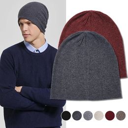 Men Wool Baggy Beanie Unisex Winter Warm Soft Knitted Hat Temperament Allmatch Outdoor Ski Cap Skullies Bonnets 240111