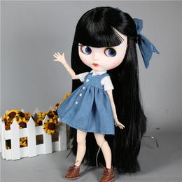 ICY DBS blyth doll 16 bjd white skin joint body black hair matte face eyebrows custom 30cm toy anime girls gift 240111