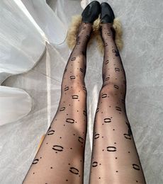 Sexy Velour Letter Tights Stockings Fashion summer autumn lace silk tight see through hosiery socks women luxury designer elastic socks woman underwear